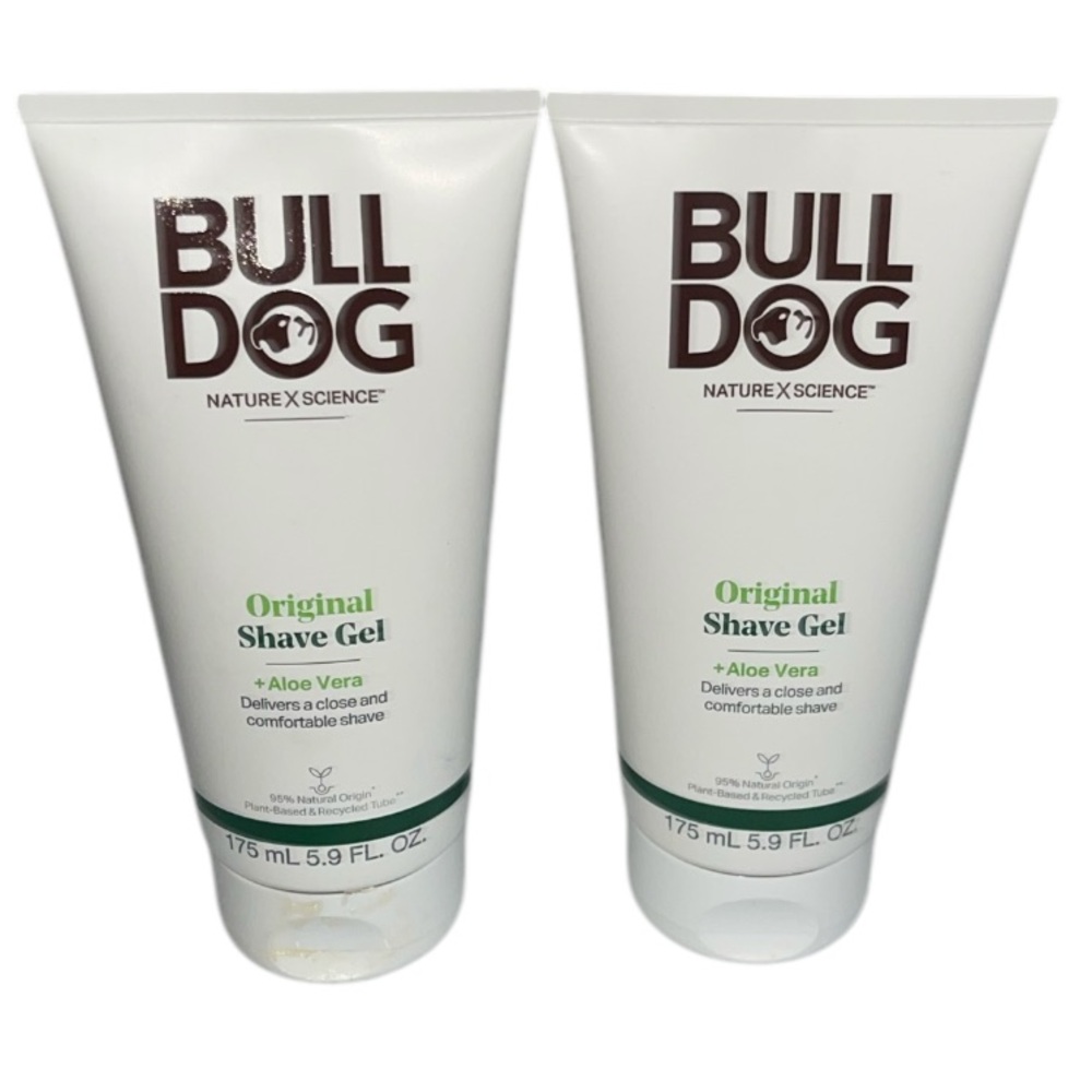 2 Pack Bull Dog Skincare for Men Original Shave Gel + Aloe Vera 5.9 Oz Each